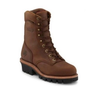 CHIPPEWA MEN'S TAN WATERPROOF LOGGER WORK BOOTS - STEEL TOE-TAN