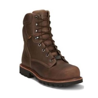 CHIPPEWA MEN'S BOLVILLE FOSSIL WATERPROOF WORK BOOTS - NANO COMPOSITE TOE-BROWN