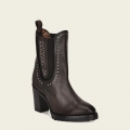 Cuadra Women's Black Leather Urban Bootie With Hand Made Fabric And Studs | New Arrivals Cuadra Women's Black Leather Urban Bootie With Hand Made Fabric And Studs | New Arrivals