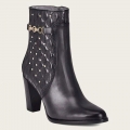 Cuadra Women's Black Leather Bootie With Geometric Details And Austrian Crystals | New Arrivals Cuadra Women's Black Leather Bootie With Geometric Details And Austrian Crystals | New Arrivals