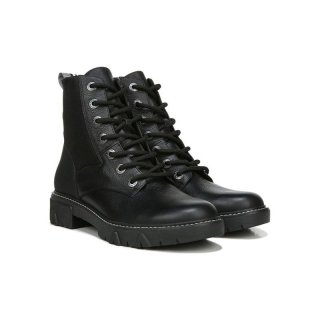 Dr. Scholl's Women's Hudson Sustainable Combat Boot - Black Leather | Special Offer