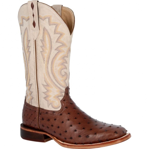 Durango Men's Premium Exotics Bone Full-Quill Ostrich Western Boot-Sable Ostrich And Bone | Outlet Sale