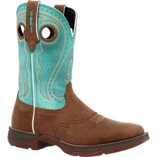 Durango Lady Rebel by Durango Tan Seashore Blue Saddle Western Boot-Hickory And Turquoise | Outlet Sale