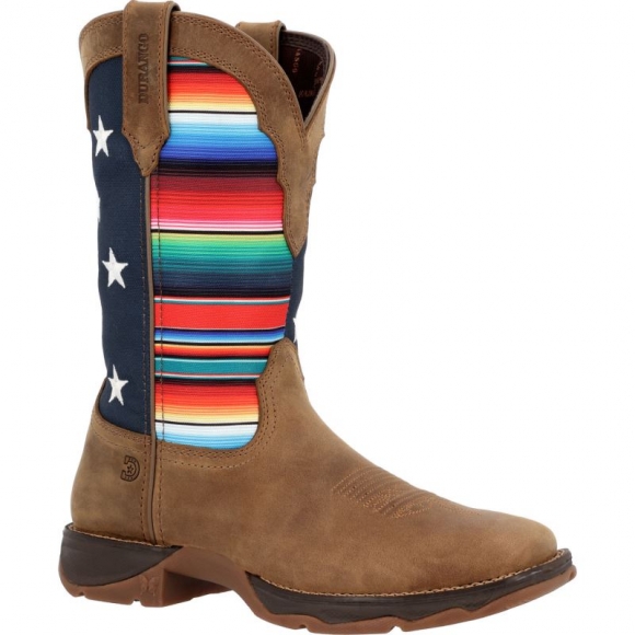 Durango Lady Rebel by Durango Dusty Brown Serape Flag Western Boot-Gunmetal Blue | Outlet Sale