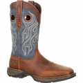 Durango Men's Rebel by Durango Steel Toe Pull-on Western Boot-Dark Brown And Blue Denim | Outlet Sale