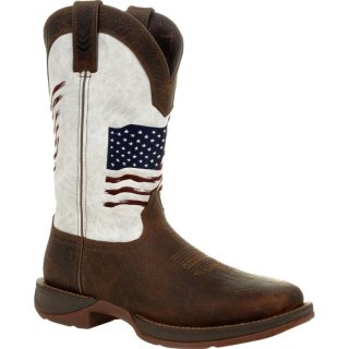 Durango Men's Rebel by Durango Distressed Flag Embroidery Western Boot-Bay Brown And White | Outlet Sale