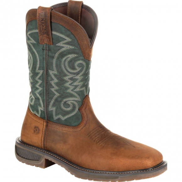 Durango Men's WorkHorse Steel Toe Western Work Boot-Bridle Brown And Evergreen | Outlet Sale