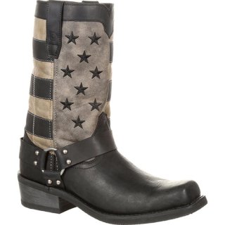 Durango Men's Black Faded Flag Harness Boot-Black Charcoal Grey | Outlet Sale