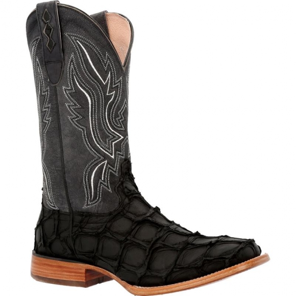 Durango Men's Premium Exotics Matte Black Pirarucu Western Boot-Cedar Bark And Monarch Orange | Outlet Sale