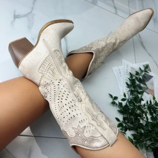 Women's Cowboy Western Boots Cream | Save More