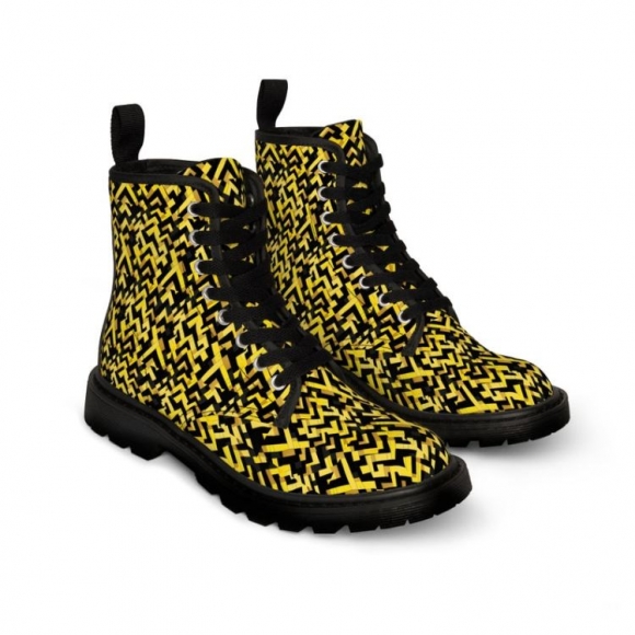 Men's Black and Yellow Canvas Boots | Save More