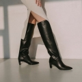 Women's Black Knee High Boots With Kitten Heel Over the Knee | Save More