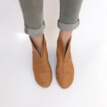 Women's Ankle Boots in Tan Leather Low Heel Soft Cowboy | Save More