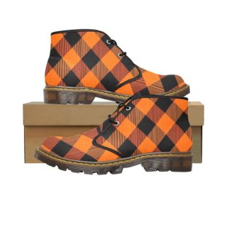 Women's Fall Autumn Orange & Black Checkered Plaid Canvas | Save More