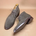 Men's Handmade Grey Color Half Ankle Genuine Leather Suede Stylish | Save More