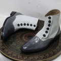 Men's Handmade Leather White Gray Ankle Button Boots Causal | Save More