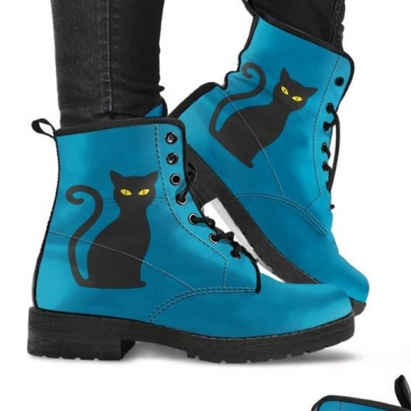 Women's Blue Cat Boot Shoes Boots Vegan Leather Combat | Save More