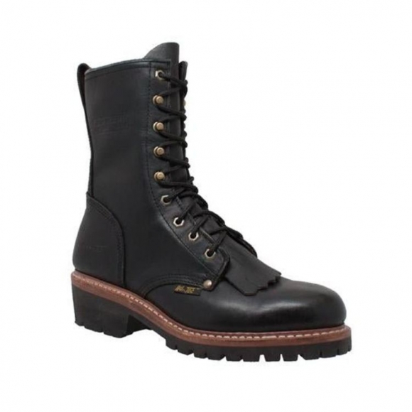 Men's Black Fireman Logger Leather Boots | Save More