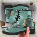 Women's Combat Boots Alice in Wonderland Custom Vegan Leather Boots | Save More