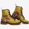 Men's Mushroom Boots Yellow Boots Vegan Leather Lace up Combat Boots | Save More