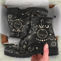 Women's Combat Boots Moon Phases Abstract Leather Boots | Save More