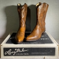 Men's Larry Mahan Brown Elk Leather Western Boots Size 13 | Save More