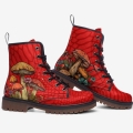 Women's Mushroom Boots Red Boots Vegan Leather Lace up Combat Boots | Save More