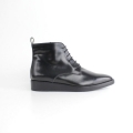 Women's Vintage Italian Black Leather Ankle Boots Smooth | Save More