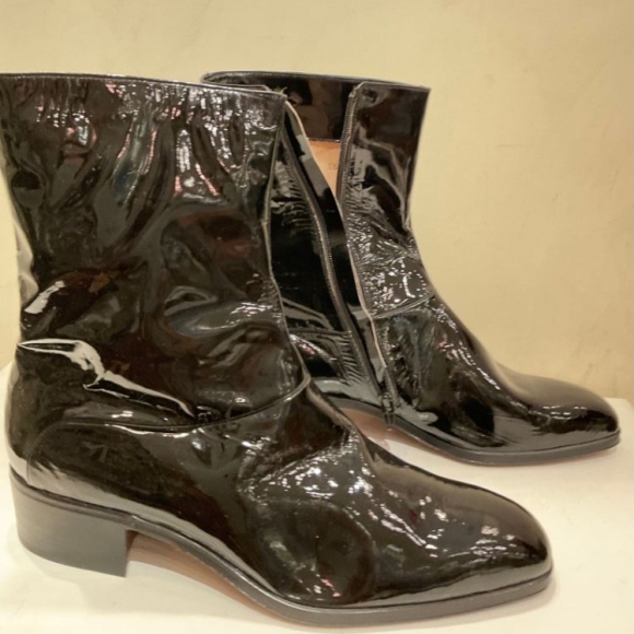 Men's New/vintage Boots in Very Soft Black Patent Leather | Save More