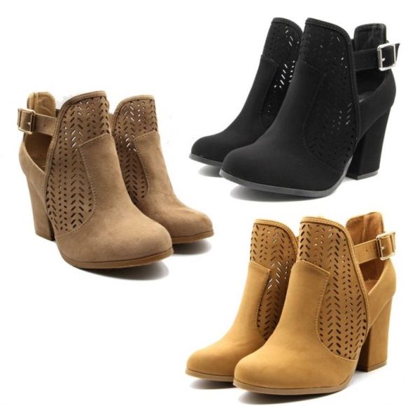 Women's Fashion Open Sides Ankle Booties Hollow Laser Cut | Save More