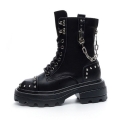 Men's Genuine Leather Gothic Punk Platform Boots Rock Metal Chain | Save More