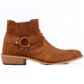 Men's Footcourt Suede Tan Genuine Leather Cowboy Boots Biker | Save More