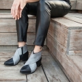 Women's Black Leather Boots Black Leather Shoes Woman Gray Shoes | Save More