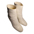 Women's Vintage White Ankle Booties Short Zip Boots/size 7 Forever 21 | Save More