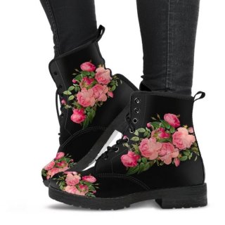 Women's Combat Boots Vintage Roses black Black | Save More