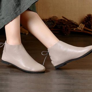 Women's Handmade Gray Shoesankle Bootsoxford Fall Shoes Flat | Save More