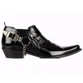 Men's Footcourt Black Patent Cowboy Boots Western Ankle Boots | Save More