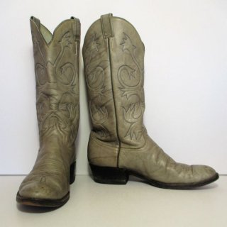 Men's Vintage Larry Mahan Cowboy Boots Light Gray | Save More