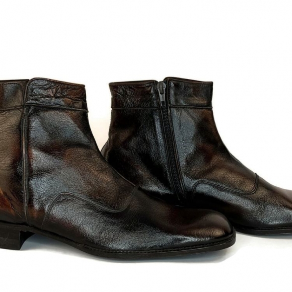 Men's Vintage 1970s Ankle Boots in Brown With Side Zipper 70s | Save More