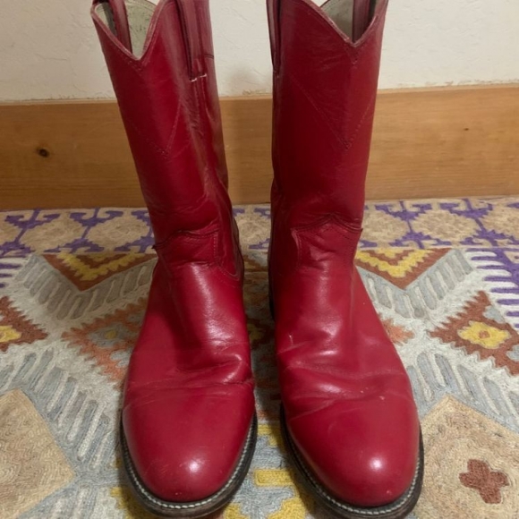 Men's Vintage Red Leather Justin Roper Boots | Save More