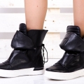 Women's Genuine Leather Sneakers Extravagant Shoes Black Leather | Save More