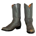 Men's Vintage Cowboy Boots 8.5 EE Extra Wide Width Gray Leather | Save More