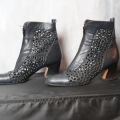 Women's Vintage Black Leather Openwork Everybody Boots / Italian Boots | Save More