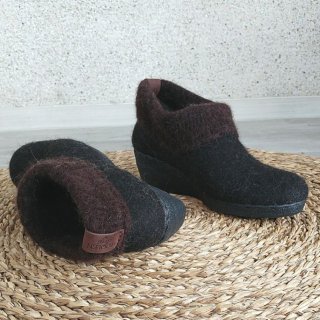 Women's Felted Brown Ankle Booties Wool Minimalist Shoes | Save More