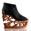 Women's Tiger Lily Hand Carved Wood Platform Wedge Heel | Save More