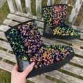 Women's Iridescent Sequin Glitter Mid Calf Boots Sparkly Bling | Save More