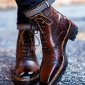 Men's Handmade Burgundy Leather Ankle High Boot's | Save More