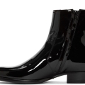 Men's Handmade Black Color Ankle High Genuine Patent Leather Stylish | Save More