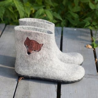 Women's Felted Booties for With Little Brown Fox Pattern | Save More