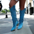 Women's Genuine Leather Knee High Western Summer Boots Almond | Save More